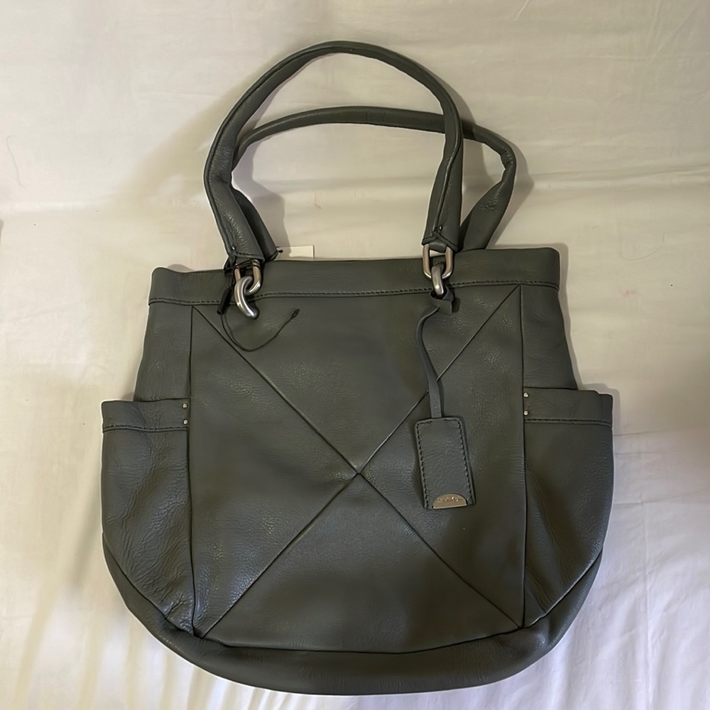 New Calvin Klein Gray Leather Tote